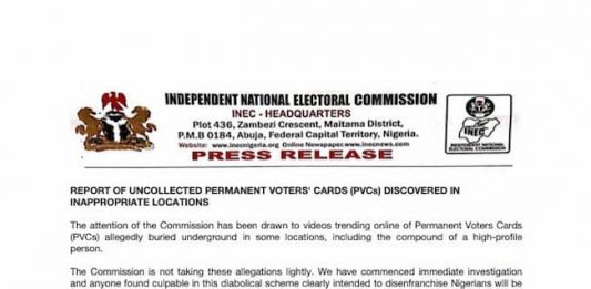 INEC Vows To Investigate Rumors Of Buried PVCs