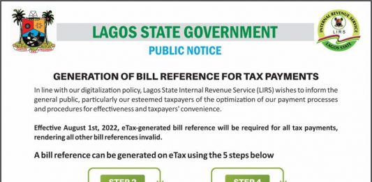 LIRS To Accept Only eTax Generated Bill Reference For Tax Payments