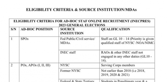 INEC Begins Recruitment Of Electoral Staff For 2023 Elections