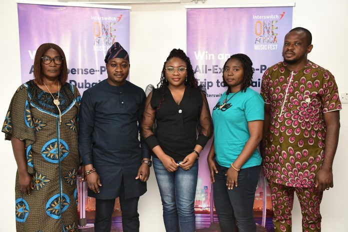 L-R: Susie Onwuka, Head FCCPC, Lagos office; Olawale Akanbi, Group Head, Growth Marketing Merchants and Ecosystem, Interswitch; Priscilla Iyari, Brand Manager, Quickteller; Juliet Aaron, Remedial/Fraud Services Operational Executive Internal Control and Fraud, Interswitch and Uche Nebeolisa, NLRC official at the second Interswitch One Africa Music raffle draw in Lagos.