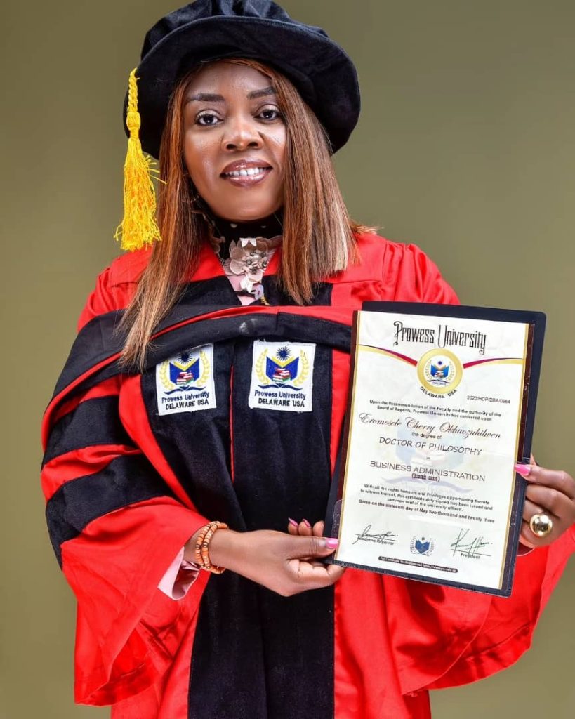 Cherry Eromosele Receives Another Recognition, Conferred with Honorary Doctorate Degree