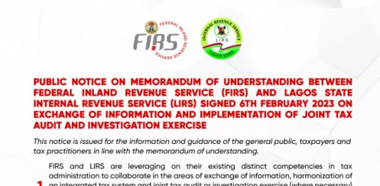 LIRS, FIRS Issue Public Notice On Joint Tax Audit/Investigation