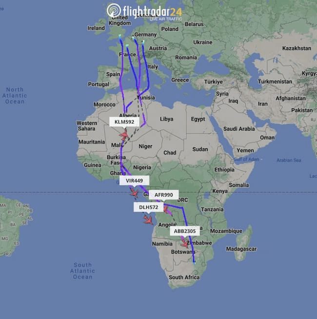 Planes avoiding Niger Republic. Source: Flightradar24