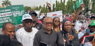 Peter Obi Leads Protest At National Assembly Over E-Transmission Of Election Results