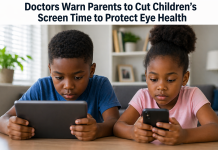 To protect eye health medical experts warn parents to cut children’s screen time