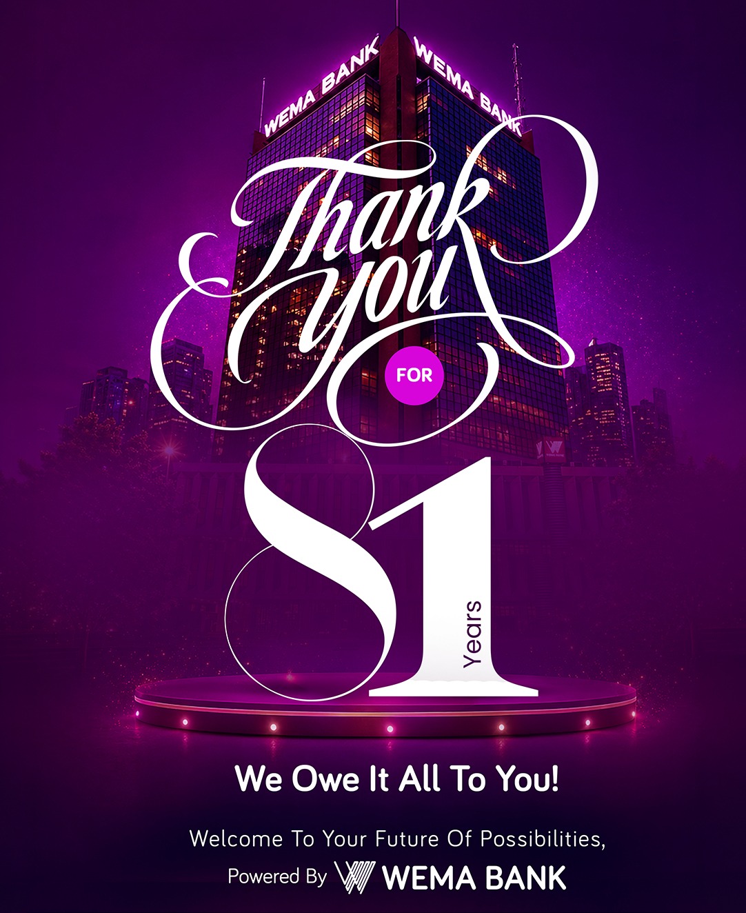 Wema Bank celebrates 81st anniversary, ALAT at 9 with customer rewards drive