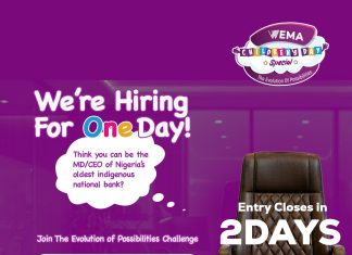 Wema bank announces final call for entries for one-Day MD/CEO children’s day initiative