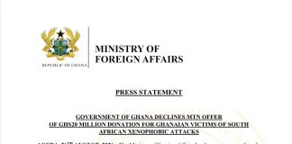 Ghana government declines MTN’s ghs20 million offer for xenophobia victims
